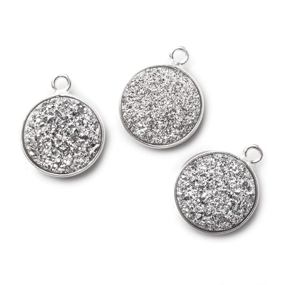 13mm Silver .925 Bezel Silver Drusy Coin Pendant 1 piece