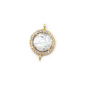 13mm Vermeil CZ Bezel & Dendritic Opal faceted coin Connector 1 piece