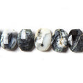13x10mm Dendritic Opal side drilled Faceted Cushion Beads 7 inch 16 pieces