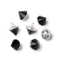 13x10mm Silver Leafed Black Chalcedony Pendulum Pendant 1 piece