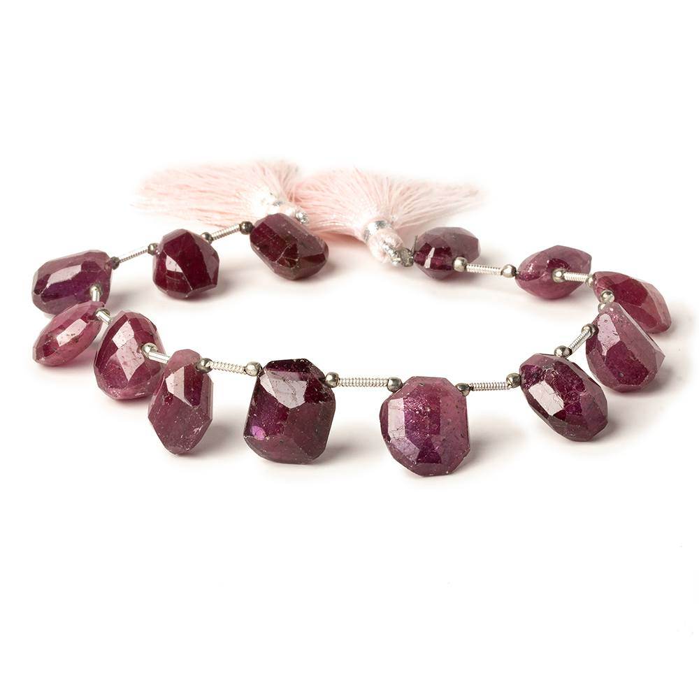13x11-15x11mm Ruby top drilled faceted nugget Beads 8.5 inch 13 pieces
