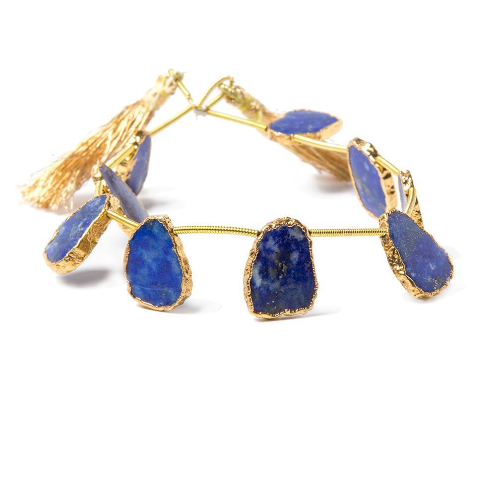 13x11mm to 15x12mm Gold Leafed Lapis Top Drilled Slices 8 inch 10 pieces