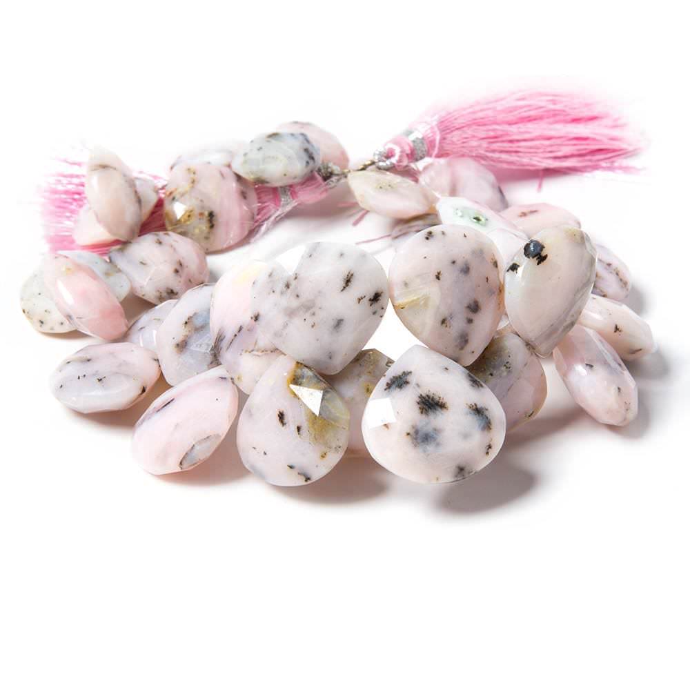 13x12-20x20mm Dendritic Pink Peruvian Opal faceted hearts 9.25 inch 32 beads