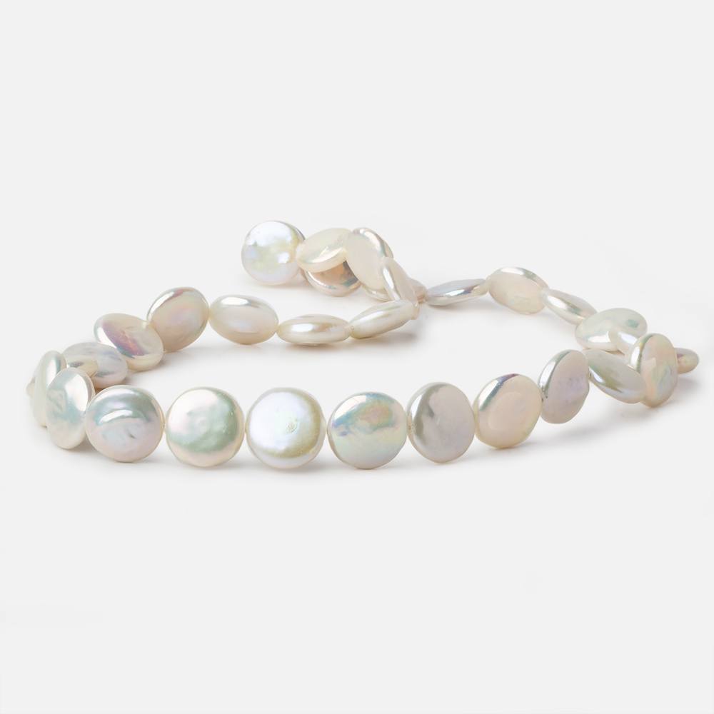 13x12.5mm Creamy White Coin Freshwater Pearls 16 inch 32 pieces AA