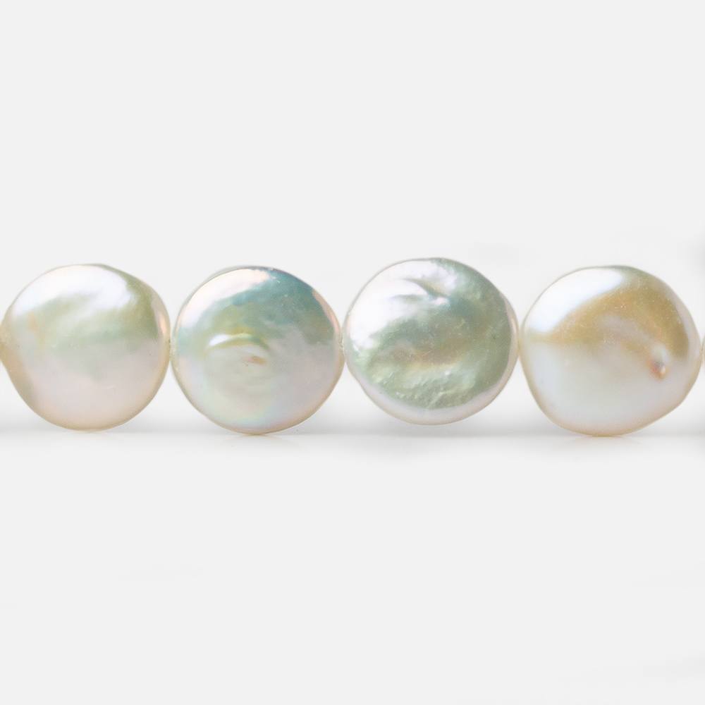 13x12.5mm Creamy White Coin Freshwater Pearls 16 inch 32 pieces AA