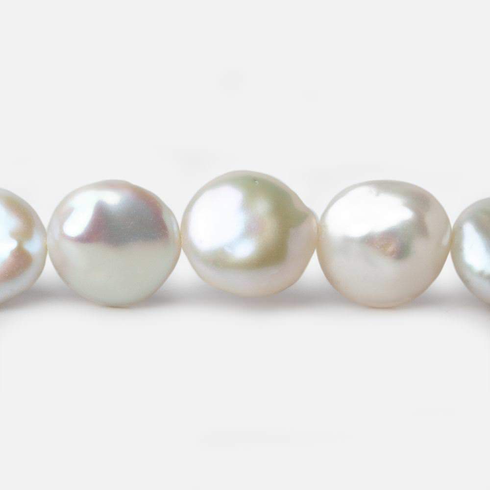 13x13-14x14.5mm White Coin Freshwater Pearls 16 inch  pieces