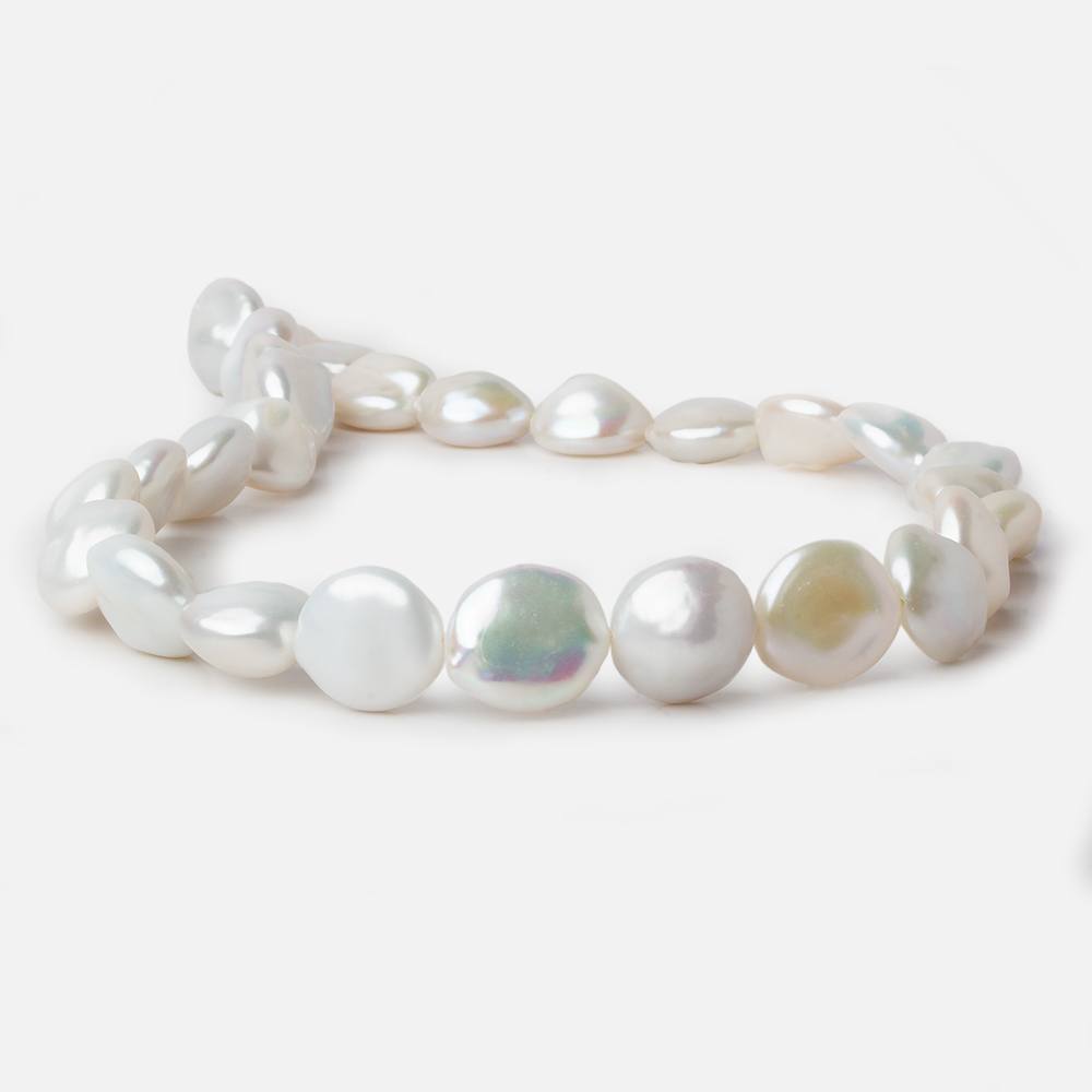 13x13-14x14.5mm White Coin Freshwater Pearls 16 inch  pieces