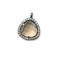 13mm Black Gold CZ Bezel Smoky Hydro Quartz Faceted Heart Pendant 1 piece
