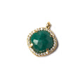 13x13mm Vermeil Bezeled White CZ and Green Onyx Pillow Pendant 1 piece