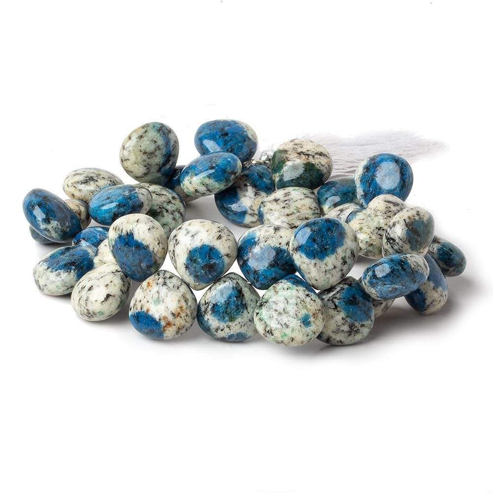 13x13mm K2 Azurite Granite "K2 Jasper" plain heart beads 8 inch 35 pieces