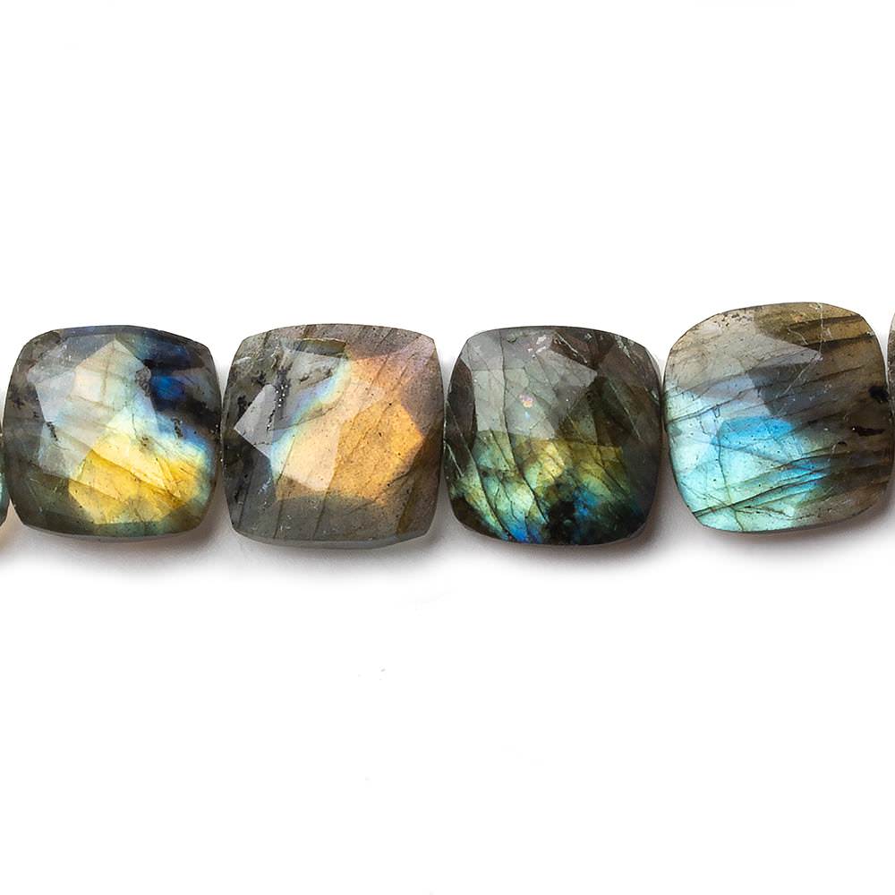 13x13mm Labradorite faceted square cushion beads 8 inch 15 pieces