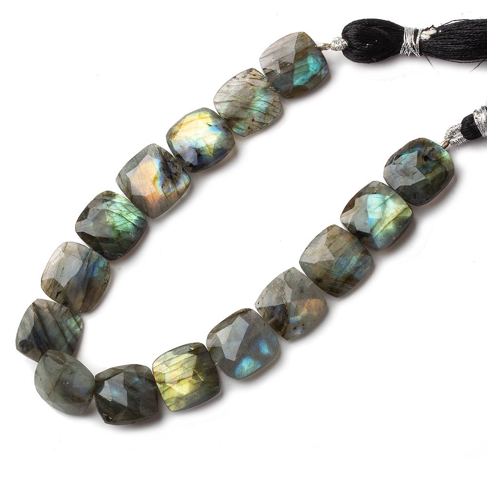 13x13mm Labradorite faceted square cushion beads 8 inch 15 pieces