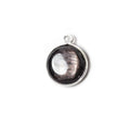 13x13mm Silver Bezeled Hypersthene plain coin Pendant 1 piece