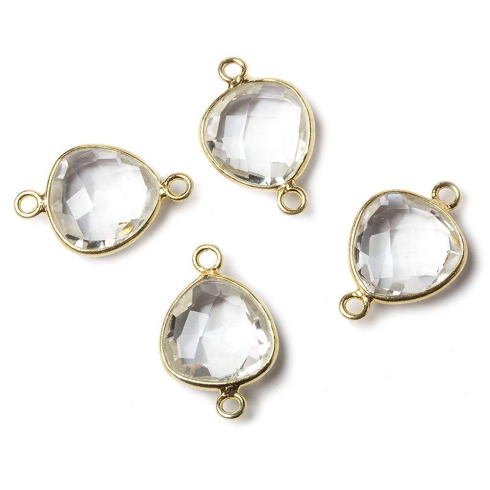 13x13mm Vermeil Bezel Crystal Quartz faceted triangle Connector 1 piece