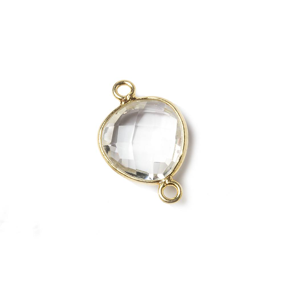 13x13mm Vermeil Bezel Crystal Quartz faceted triangle Connector 1 piece