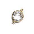 13x13mm Vermeil Bezeled Crystal Quartz faceted coin Connector 1 piece