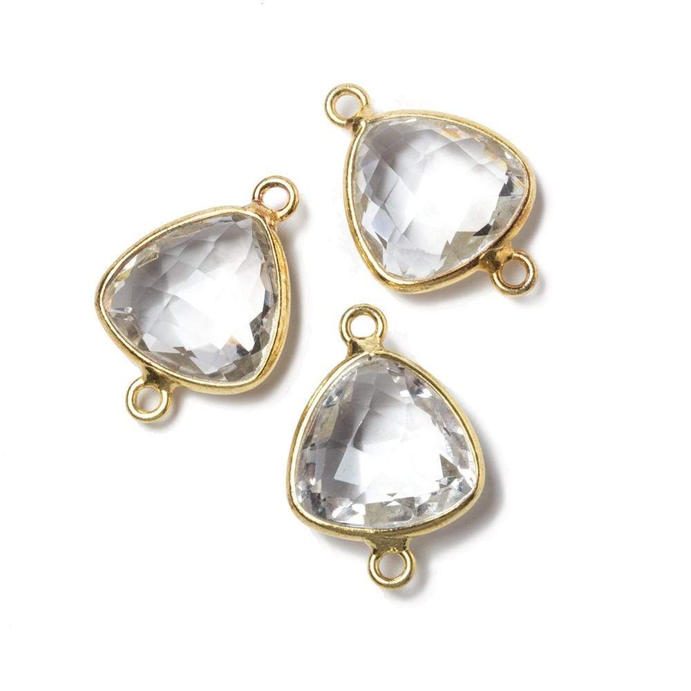13x13mm Vermeil Bezeled Crystal Quartz trillion Connector 1 piece