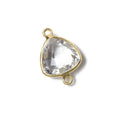 13x13mm Vermeil Bezeled Crystal Quartz trillion Connector 1 piece