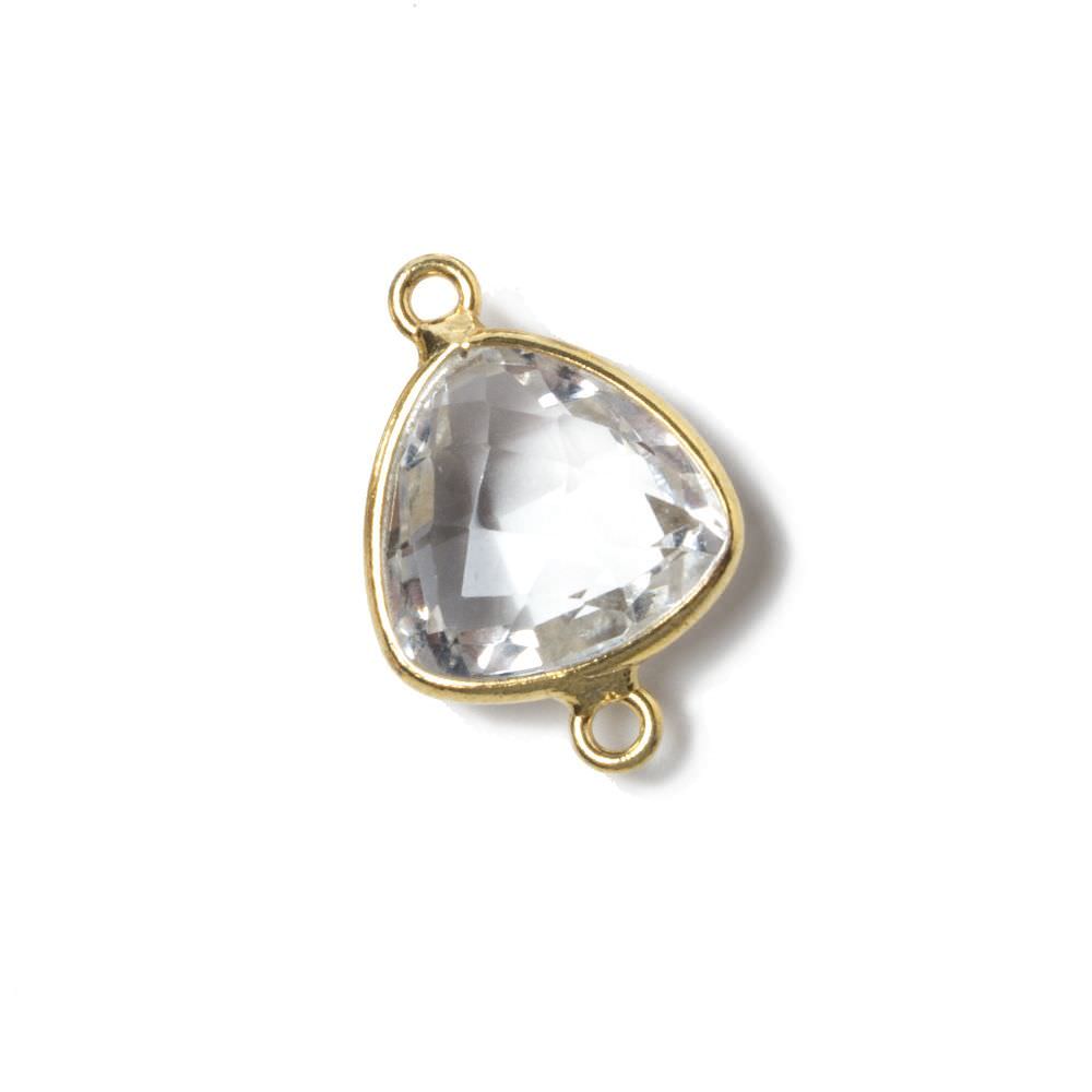 13x13mm Vermeil Bezeled Crystal Quartz trillion Connector 1 piece