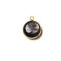 13x13mm Vermeil Bezeled Hypersthene plain coin Pendant 1 piece