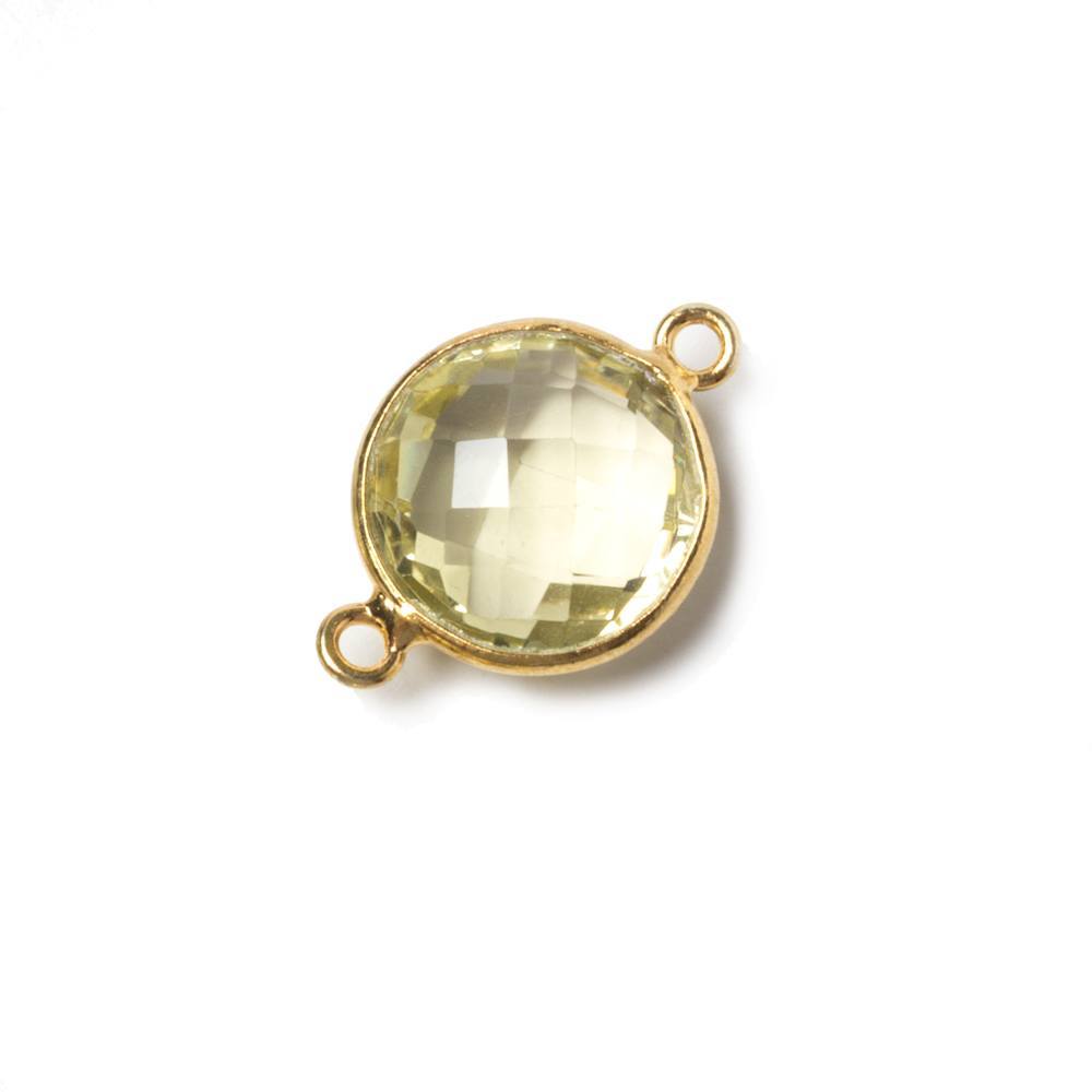 13x13mm Vermeil Bezeled Lemon Quartz faceted coin Connector 1 piece