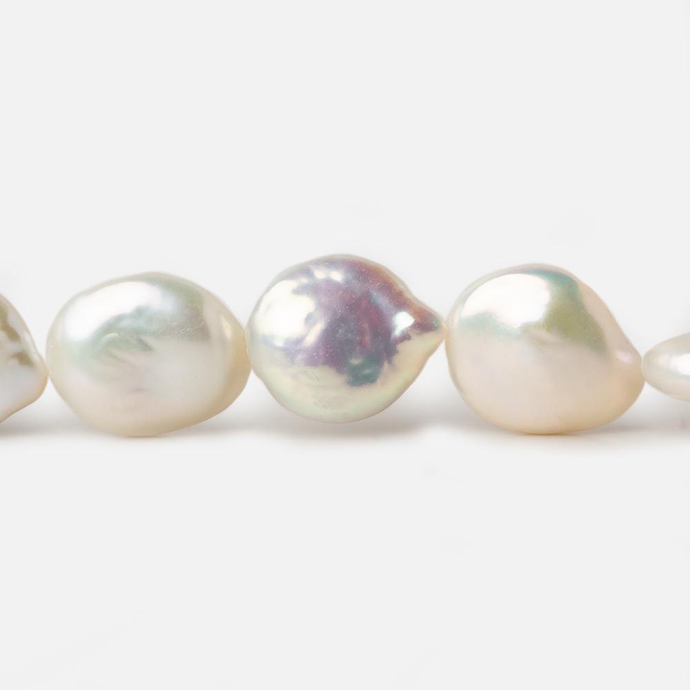 13x15-13.5x16mm White with Rose' overtone Coin Freshwater Pearls 16 inch 26 pcs A