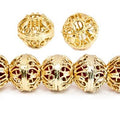 13x15mm 22kt Gold Plated Copper Heart Filigree Round Bead *DISCONTINUED*