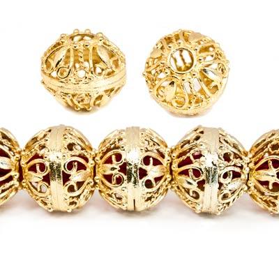 13x15mm 22kt Gold Plated Copper Heart Filigree Round Bead *DISCONTINUED*