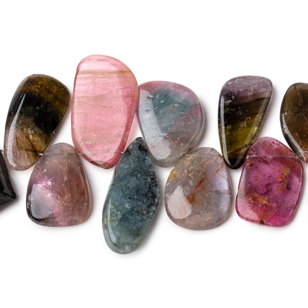 13x16-23x13mm Multi Color Tourmaline Plain Slice Beads 6 inch 20 pieces