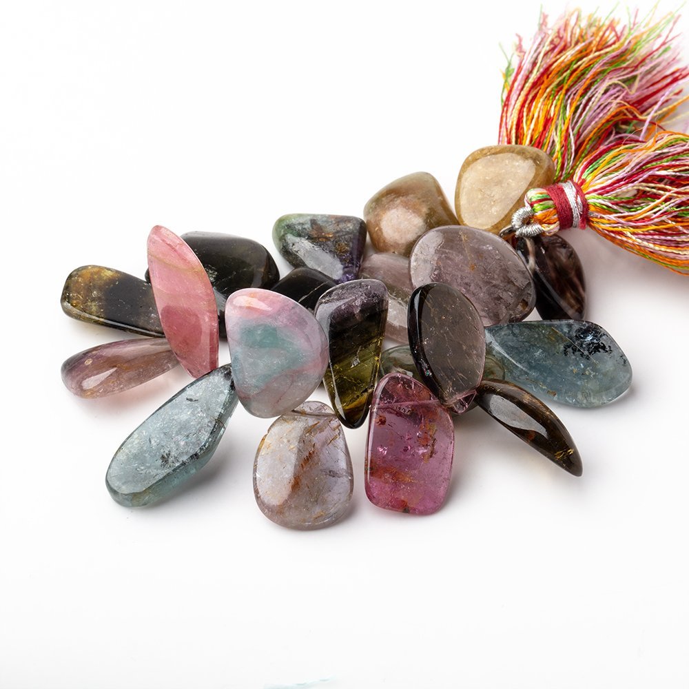 13x16-23x13mm Multi Color Tourmaline Plain Slice Beads 6 inch 20 pieces