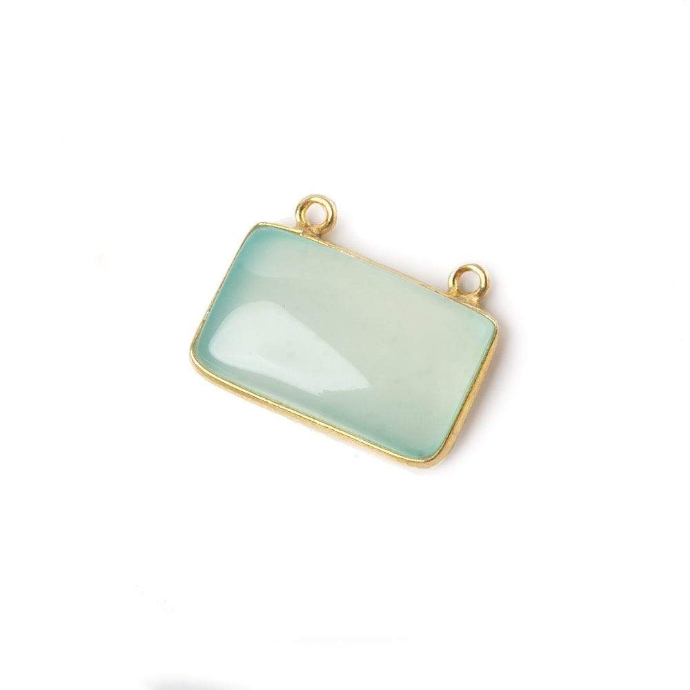 13x21mm Vermeil Bezeled SeaGreen Chalcedony East-West Bar Pendant 1 piece