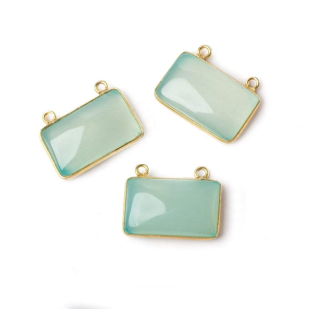 13x21mm Vermeil Bezeled SeaGreen Chalcedony East-West Bar Pendant 1 piece
