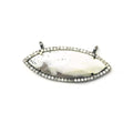 13x33mm Black Gold Bezel CZ & Dendritic Opal Marquise East West Connector 1 focal bead