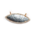 13x33mm Rose Gold Bezel CZ & Dendritic Opal Marquise East West Connector 1 focal bead