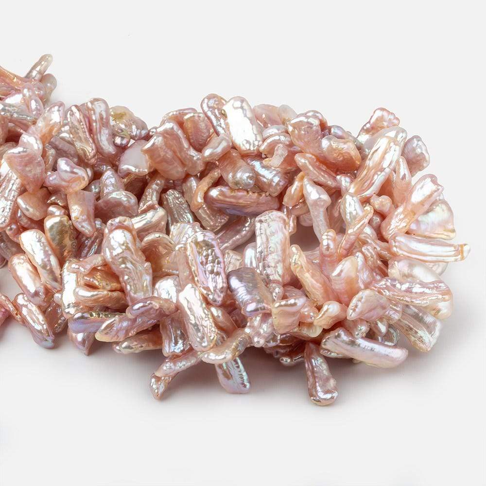 13x6-22x6mm Pinkish Lilac Top Drilled Biwa Freshwater Pearls 15 inch 70 pcs AA