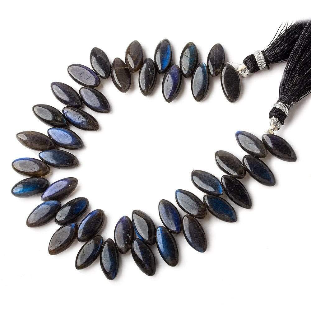 9x18mm Black Labradorite Top Drilled Plain Marquises 8 inch 38 beads A