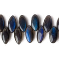 9x18mm Black Labradorite Top Drilled Plain Marquises 8 inch 38 beads A