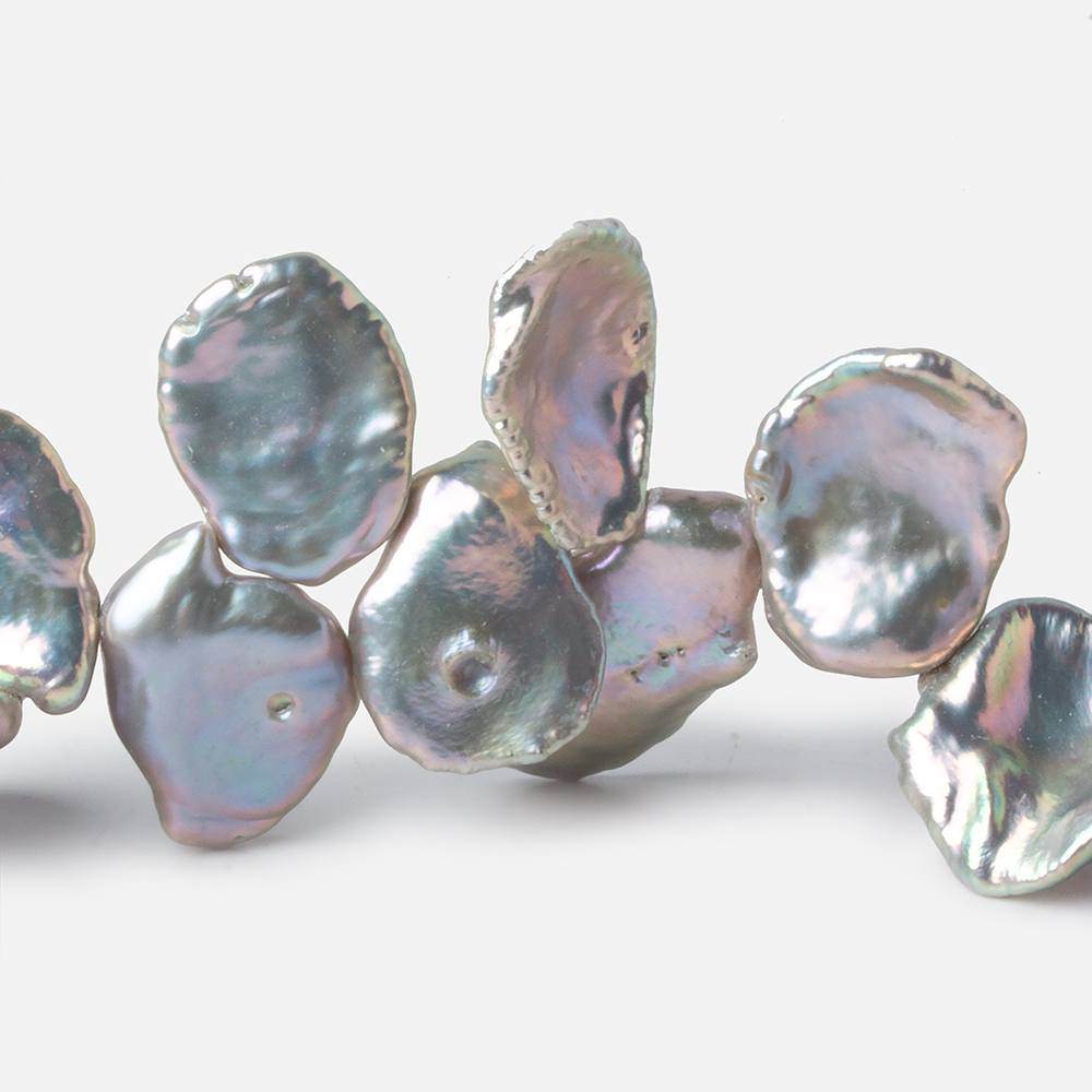 13x9-17x14mm Lilac Silver Top Drilled Keshi Freshwater Pearls 16 inch 53 pieces