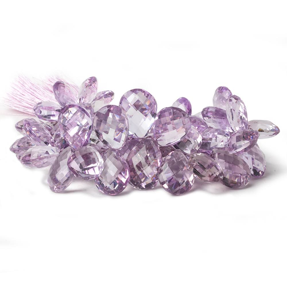 13x9-18x13mm Pink Amethyst Faceted Pear Briolette 8 inch 60 beads AAA