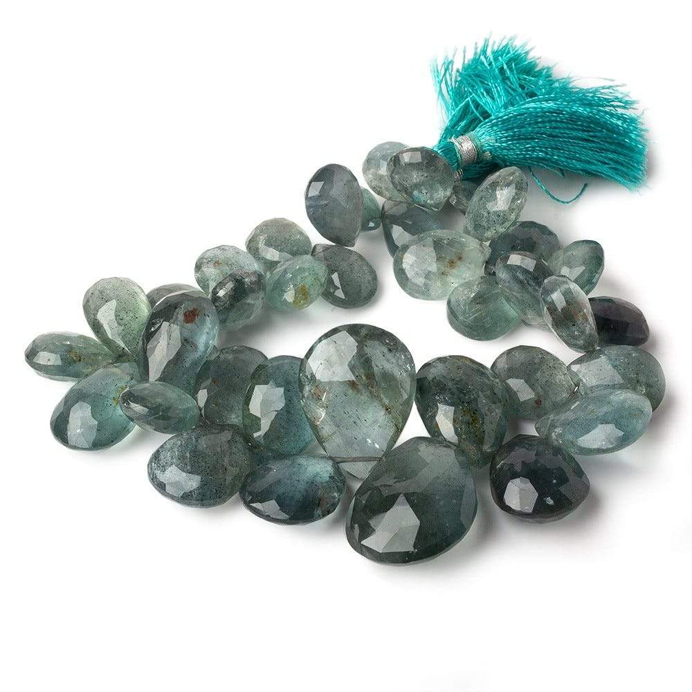 13x9-26x20mm Moss Aquamarine Faceted Pears 8.5 inch 37 Beads AAA
