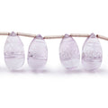 14-15mm Pink Amethyst Carved Pear Beads 8.5 inch 20 pieces