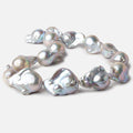 14-15mm Silver Ultra Baroque Freshwater Pearls 15.5 inch 15 pcs .8mm drill hole AAA