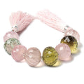 14-16mm Multiple Quartz concave faceted rondelle beads 4 inch 8 pieces AAA