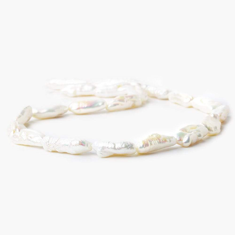 14-20mm Off White Biwa Straight Drill Freshwater Pearls 15 inch 22 pieces