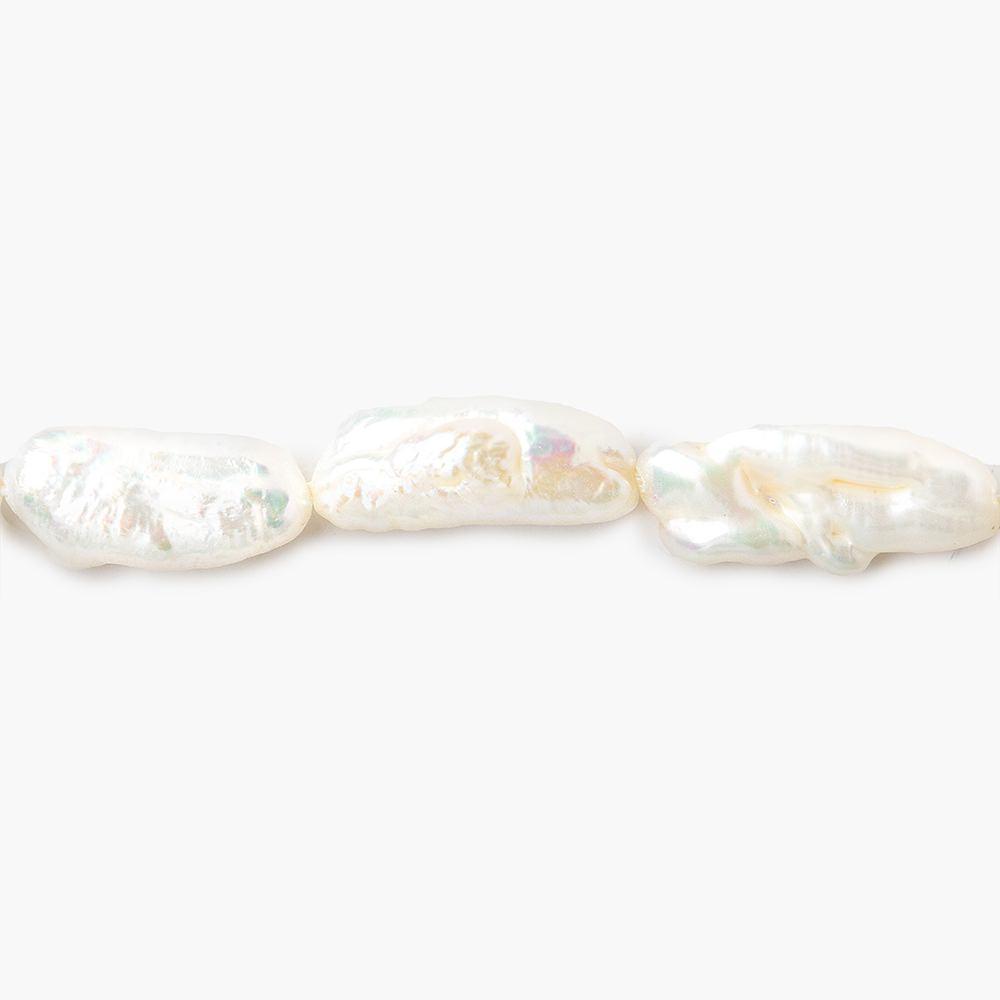 14-20mm Off White Biwa Straight Drill Freshwater Pearls 15 inch 22 pieces