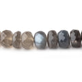 7-8mm Platinum Grey Moonstone Faceted Rondelle Beads 18 inch 70 pieces