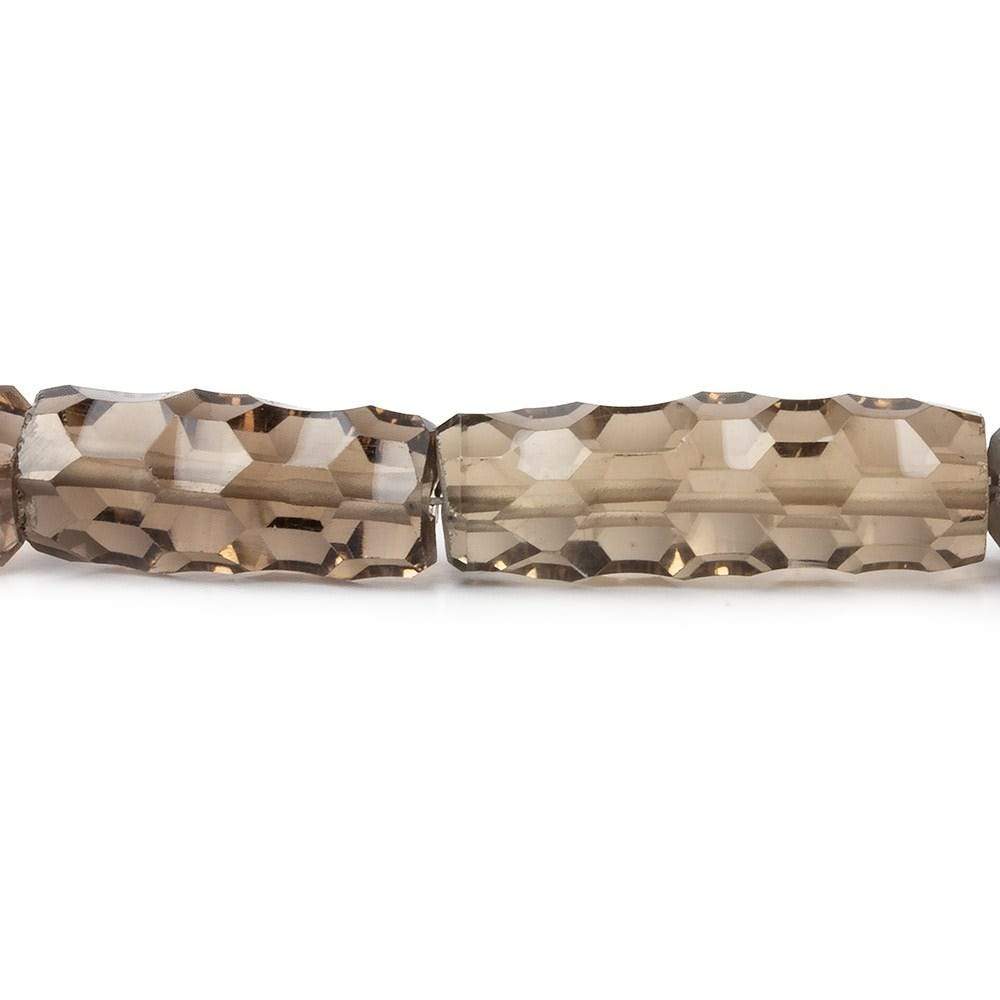 14.5x6-22x7mm Smoky Quartz concave faceted tubes 15 inch 22 beads AAA