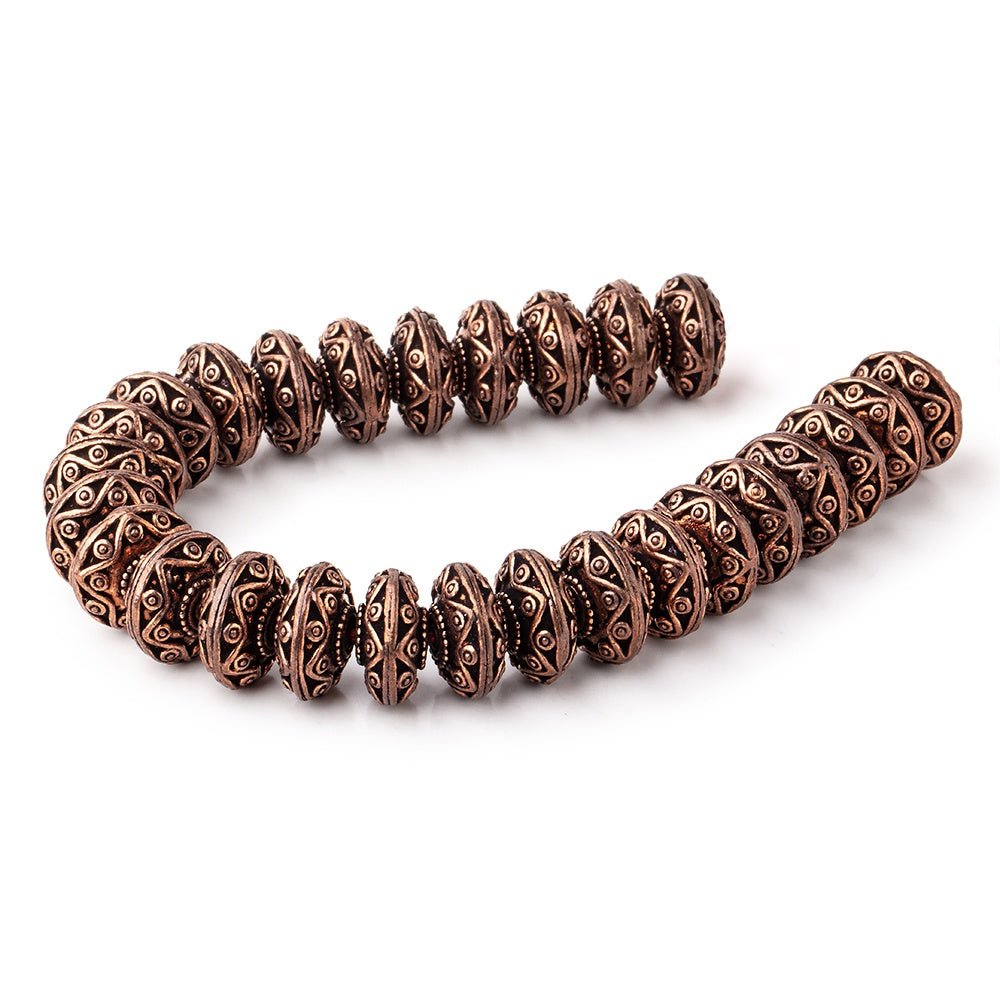 14mm Antiqued Copper Southwestern Motif Disc 8 inch 27 Beads