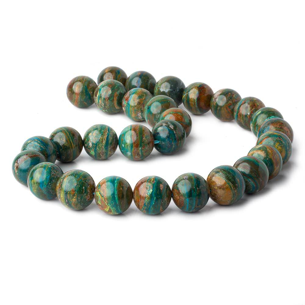14mm Blue Peruvian Opal ( Opalina ) plain round beads 16 inch 28 pieces AA