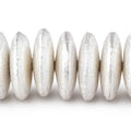 14mm Sterling Silver Plated Copper Brushed Disc Beads 8 inch 34 pieces